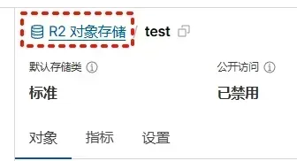 Cloudflare R2 存储桶页面，高亮显示返回 R2 主界面的链接