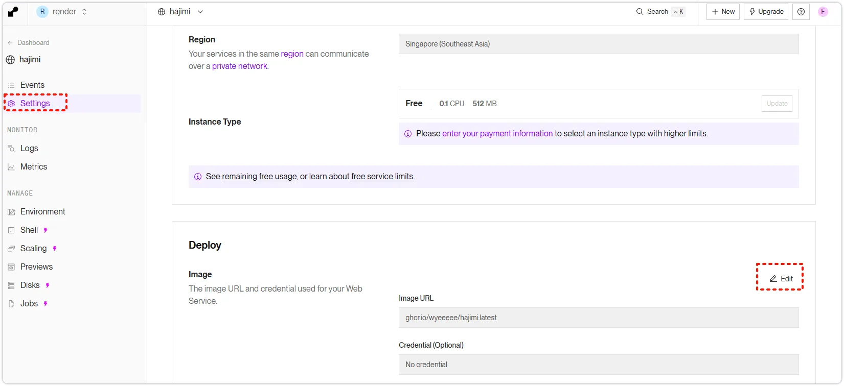 Render 镜像地址编辑